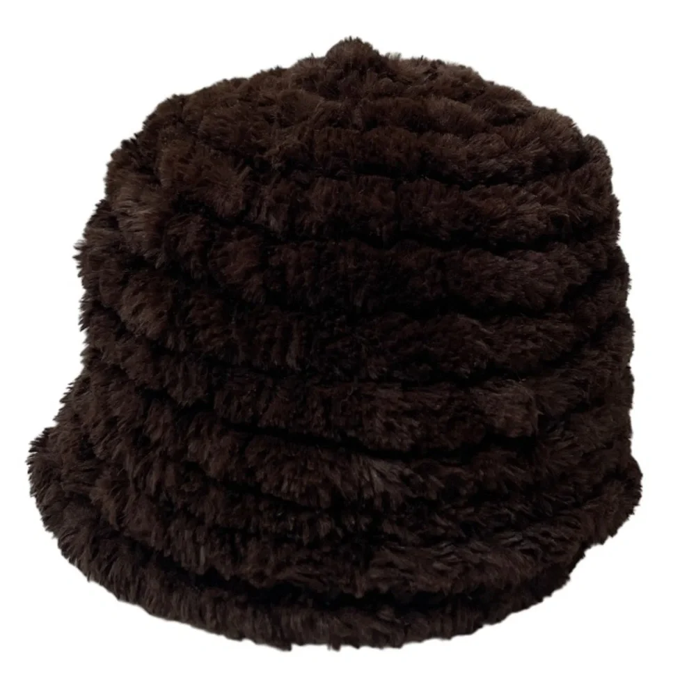 Vintage Fur Hat Calvin Klein Textured Knit Womens Winter Hat Lux Chocolate Brown - Picture 3 of 13